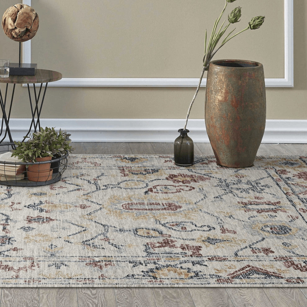 78 X 114 Ivory Wool Rug