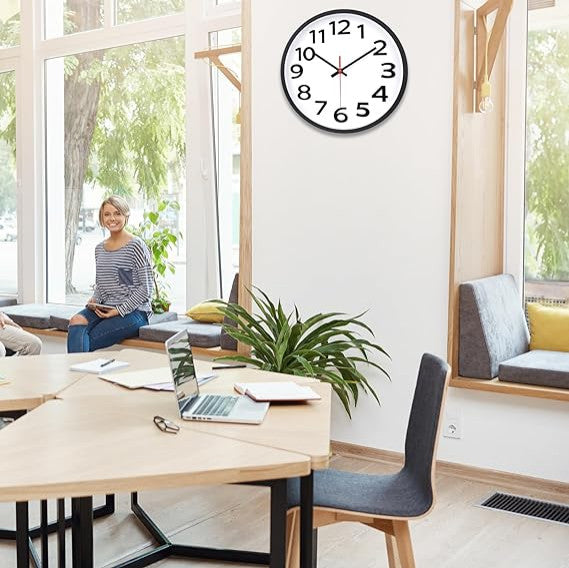 Wall Clock 12" Silent Non-Ticking Big Numbers Easy to Read Wall Clocks