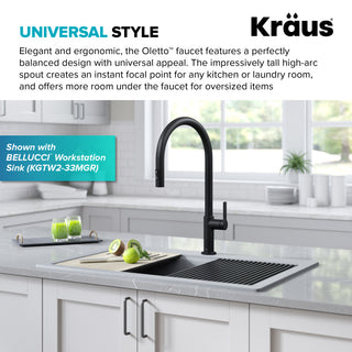 Oletto Pull-Down 1-Hole Kitchen Faucet, Matte Black, Model Kpf-2821mb