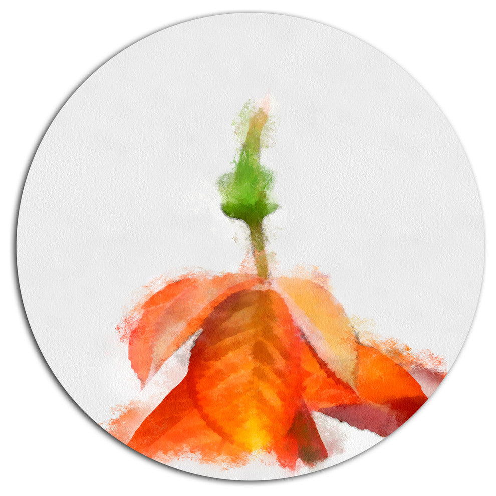 Rose Flower Stem With Shed Petals, Floral Round Wall Art, 36"