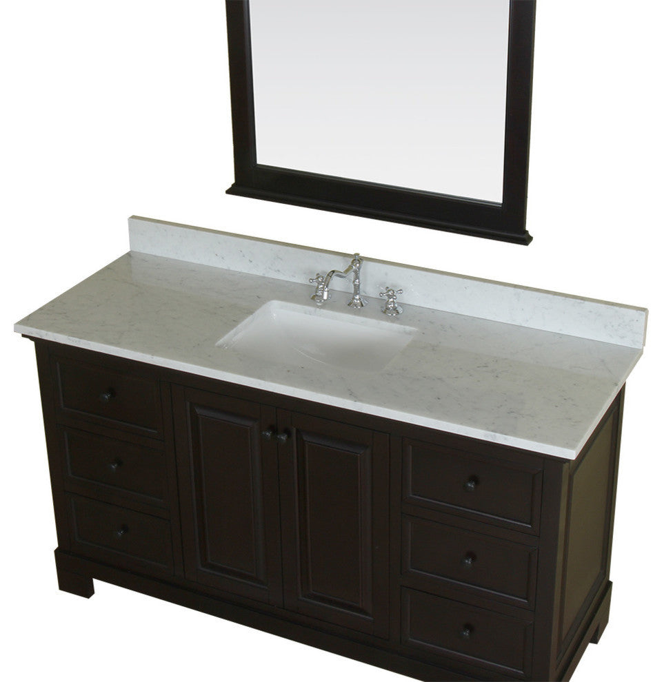 Richmond 60" Bathroom Vanity With Carrera Marble Top