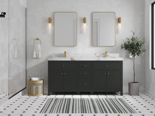 Sonoma 72" Double Sink Bath Vanity in Black Top, 2" Viola Gold