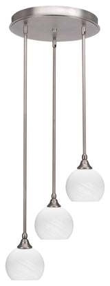Empire 3-Light Cluster Pendalier, Brushed Nickel/White Marble