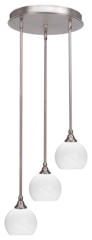 Empire 3-Light Cluster Pendalier, Brushed Nickel/White Marble