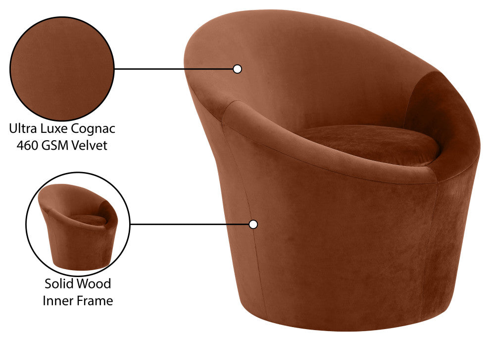 Tristan Upholstered Chair, Cognac, Velvet