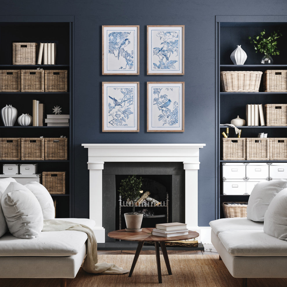 Monochromatic Bird Study Gallery, Set of 4