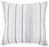 Blue Textured and Striped Throw Pillow