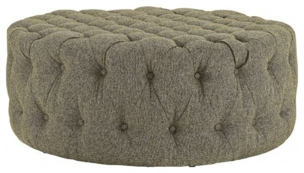 Modern Oatmeal Amour Upholstered Fabric Ottoman
