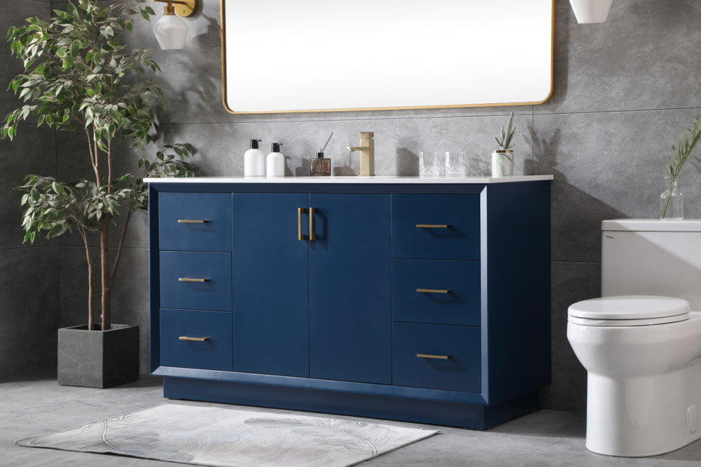 60" SIngle Bathroom Vanity, Blue