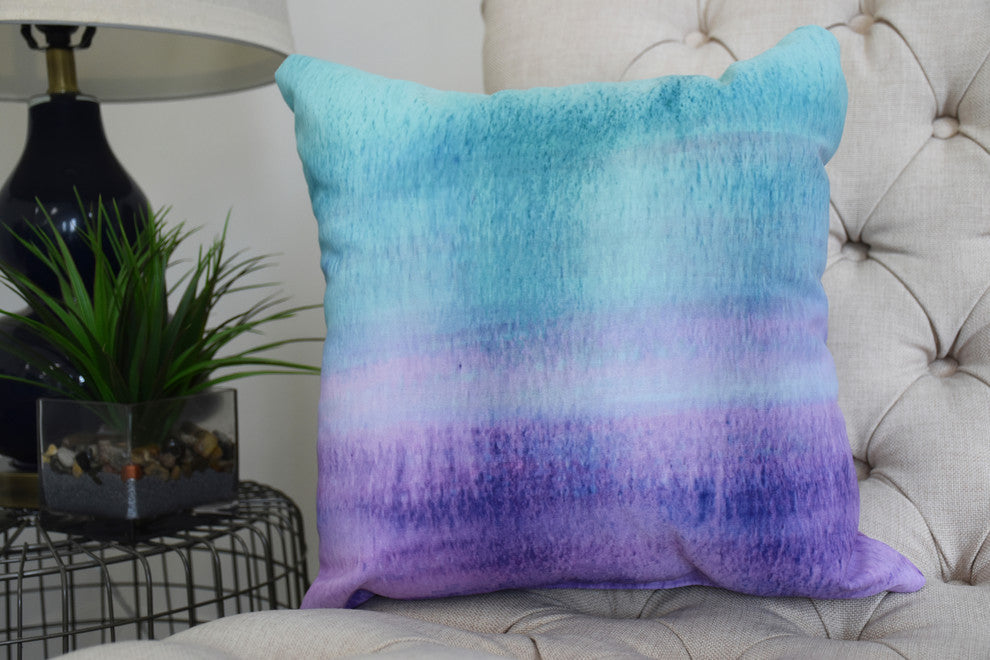 16" Painted Sunset Multi Color Stripe Print Decorative Throw Pillow