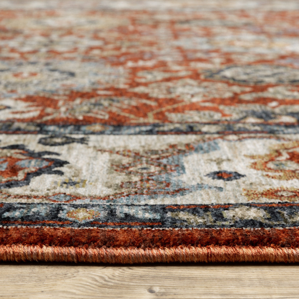 Augustus Panel Medallions Red/ Ivory Indoor Area Rug, Red, 2'x3'