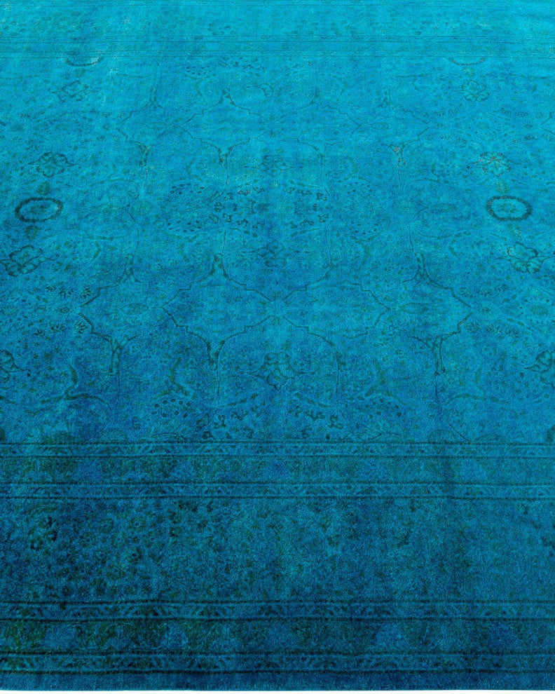 Overdyed, One-of-a-Kind Hand-Knotted Area Rug Blue, 6'1"x8'10"