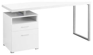 HomeRoots 30" White Particle Board and Silver Metal Computer Desk