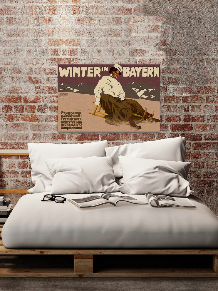 "Winter in Bayern" Painting Print on Wrapped Canvas, 24"x16"