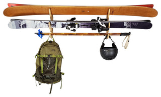 Ski Rack - The Hallsteiner Series Horizontal Ski Wall Mount, Bamboo, Show-Off
