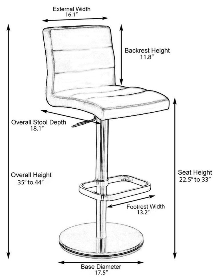 Lush Adjustable Height Swivel Bar Stool Round Flat Base Black