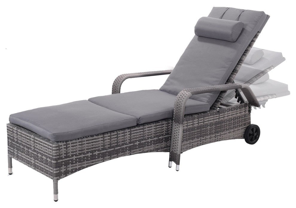 Modern Rattan Adjustable Cushioned Lounge Chair