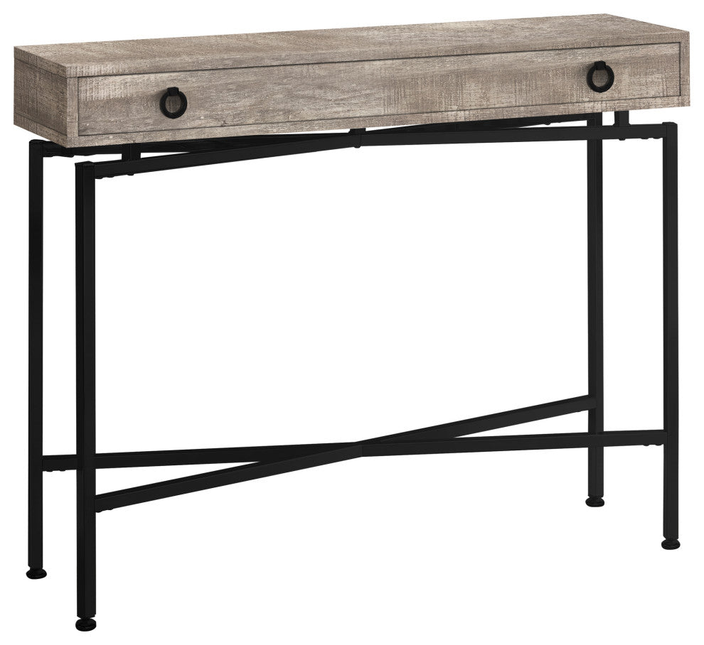 Accent Table, Narrow, Sofa, Storage Drawer, Metal, Laminate, Beige, Black