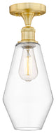 Cindyrella-1 Light 7" Semi-Flush Mount-Satin Gold, Clear Glass Shade