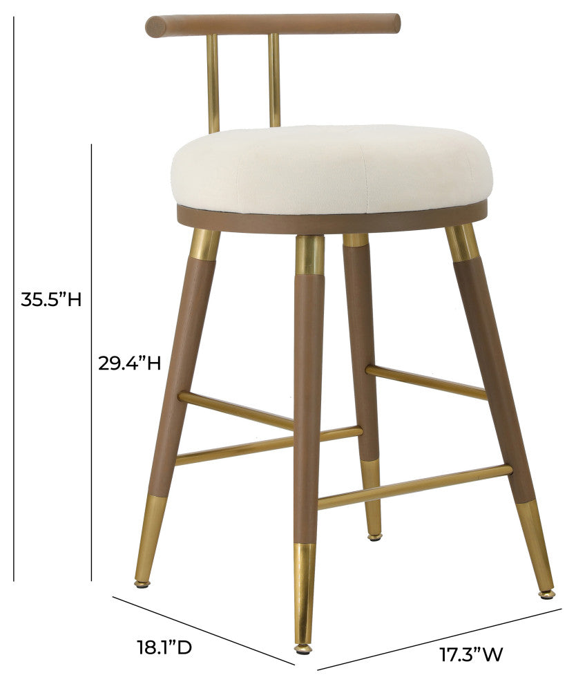 Juniper Upholstered Stools, Cream, Brown, Barstool