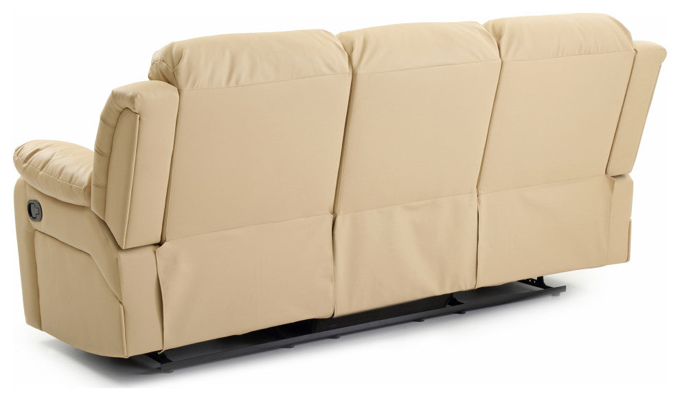 Springfield Reclining Sofa, Beige Faux Leather