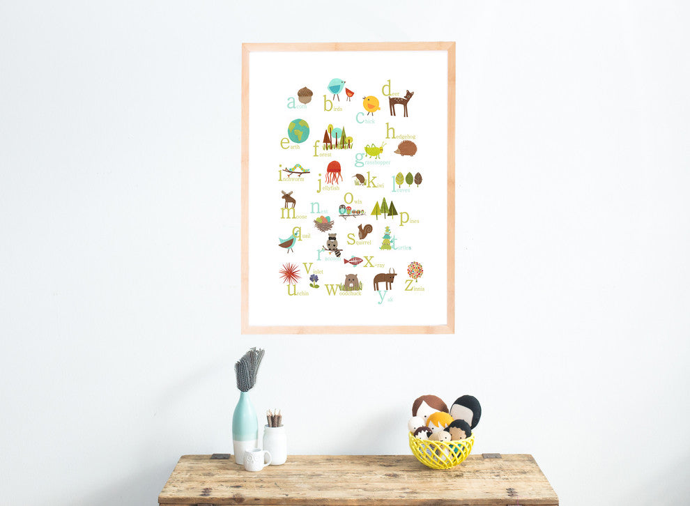 Nature Themed English Alphabet 18x24 Wall Art Poster
