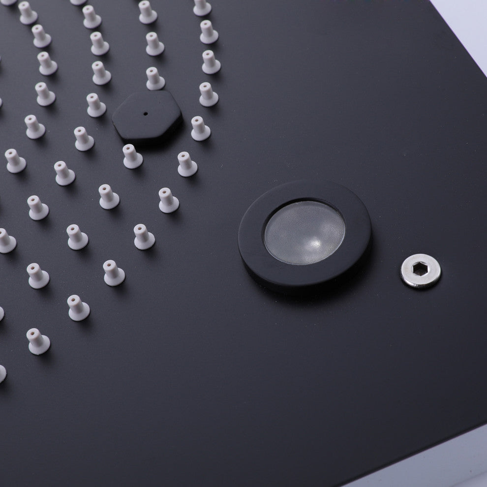 Luxury LED Rain Shower System With Rough-In Valve & 6 Body Jets, Matte Black