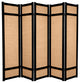 6' Tall Jute Shoji Screen, 5 Panel, Black