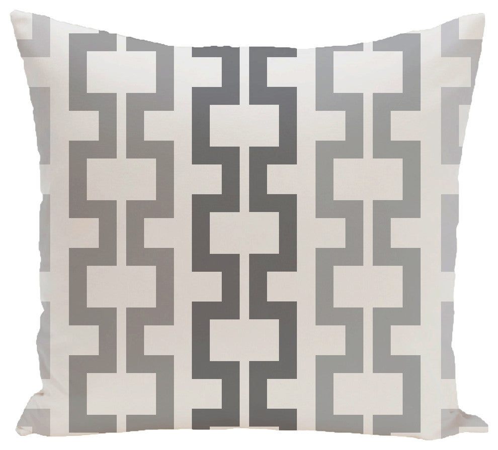 Cuff-Links Geometric Print Pillow, Steel Gray, 18"x18"