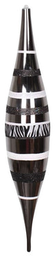 Diva Safari Zebra Print and Stripes Christmas Drop Ornament, Black and White