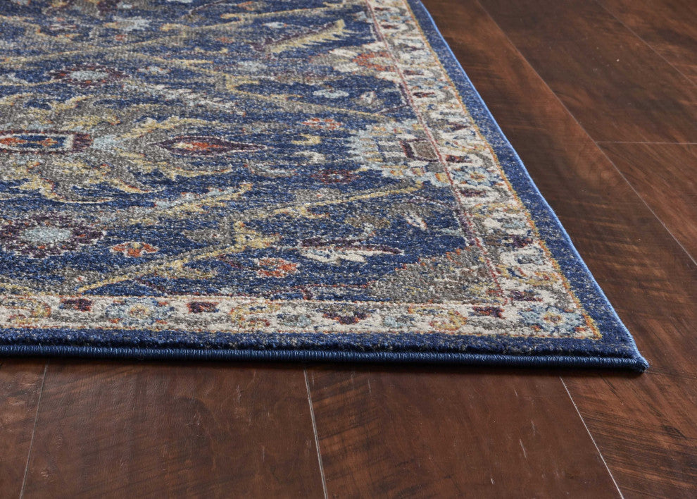 HomeRoots 5'x8' Royal Blue Machine Woven Traditional Indoor Area Rug