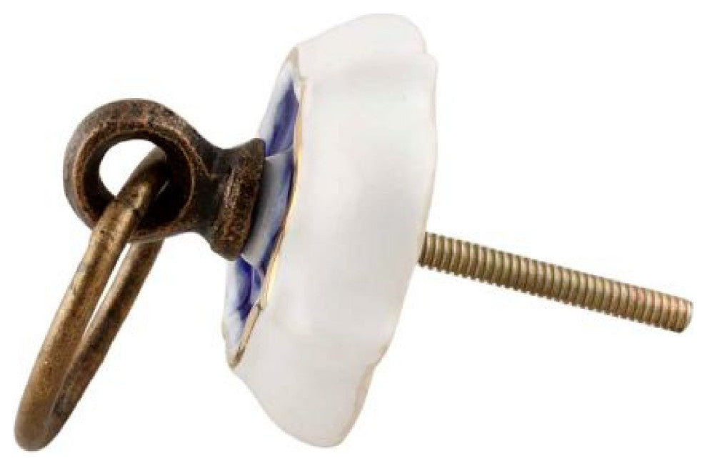 Set of Four Blue Ornate Ceramic Cabinet Knobs
