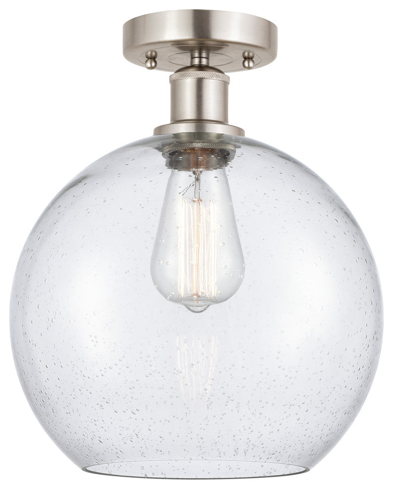 Innovations 616-1F-SN-G124-10 1 Light Semi-Flush Mount, Brushed Satin Nickel