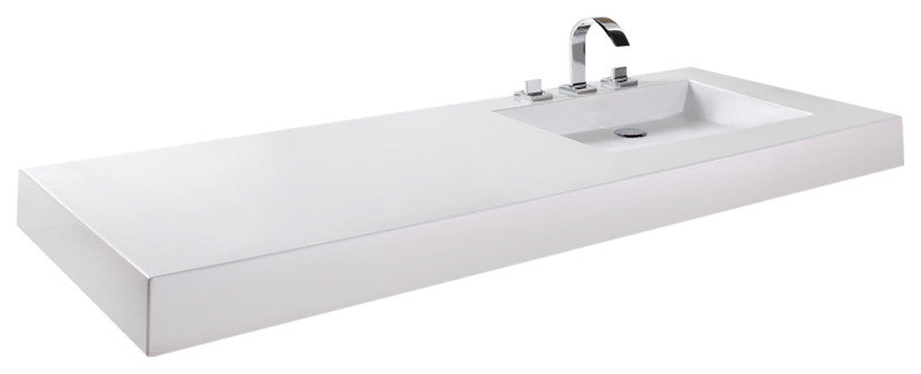 Cube Sink, WETMAR BIO, Matte White, Right Overflow