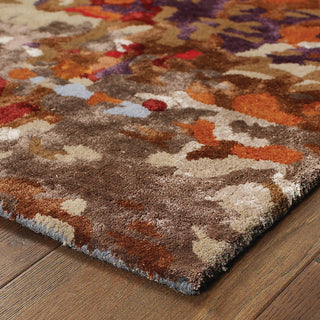 Galen Contemporary Abstract Multi/ Orange Area Rug, 10'x13'
