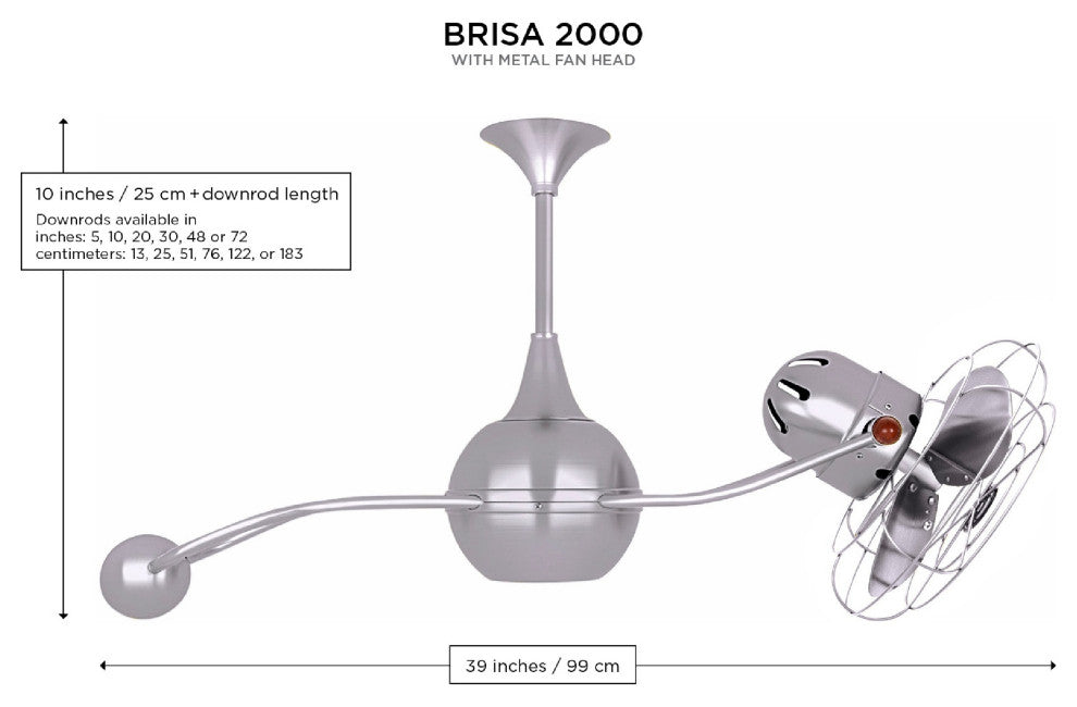 Brisa 2000, Rotational Ceiling Fan, Brushed Copper Finish, Metal Blades