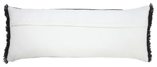 Muted Black Solid Stonewash Throw Pillow With Fringe, Black, 14"x36", Cover Only