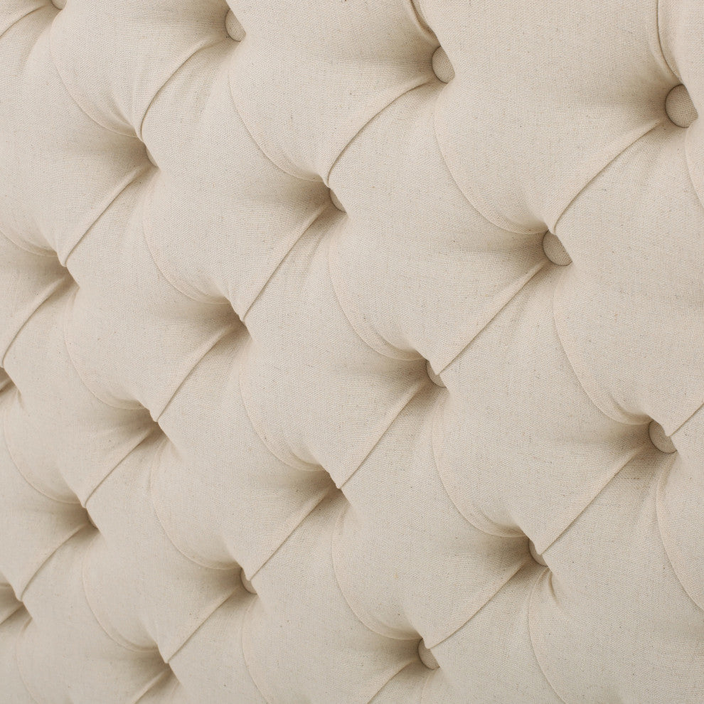 GDF Studio Annecy Diamond Tufted Fabric Queen/ Full Headboard, Beige