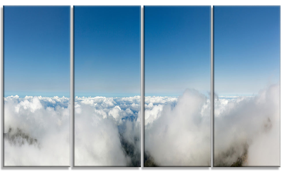 "Bright Blue Sky Above Clouds" Contemporary Landscape Wall Art, 4Panel, 48"x28"