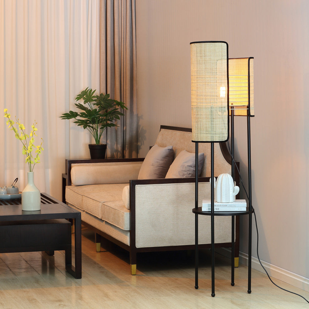 Vidalite Mazal, Boho Bamboo Wicker Floor Lamp