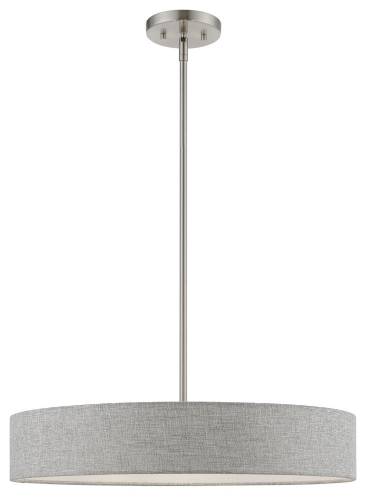 Elmhurst 4 Light Brushed Nickel With Shiny White Accents Medium Drum Pendant