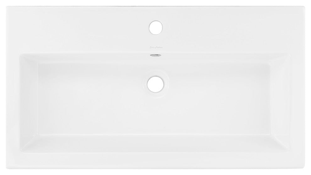 Voltaire Wide Rectangle Wall-Mount Sink, Shiny White