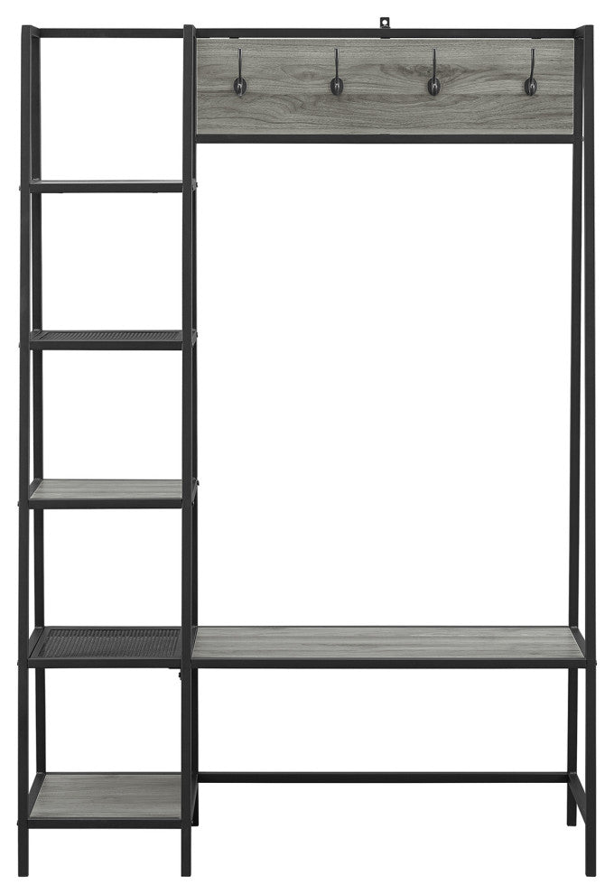 68" Rustic Wood Hall Tree - Slate Grey