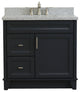 37" Single Sink Vanity, Dark Gray Finish With Gray Granite