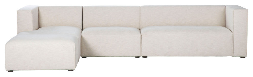 Premium Upholstered Sectional With Ottoman, Beige, Left Arm Facing