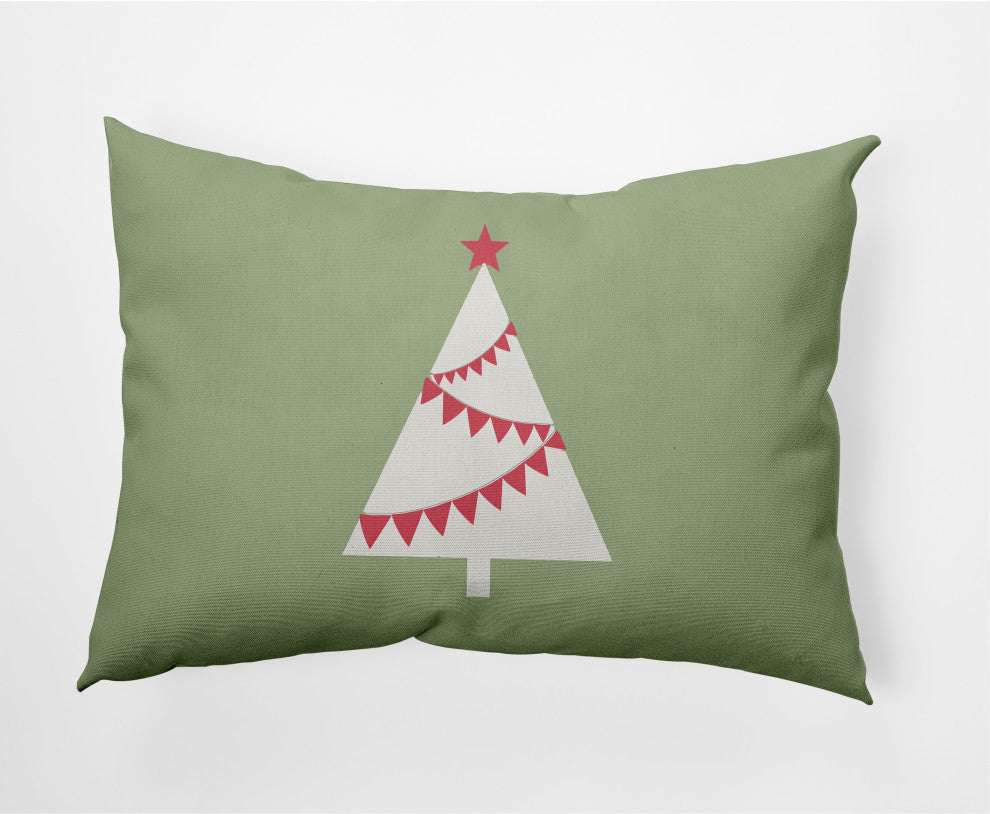 Garland Tree Decorative Throw Pillow, Sage Green, 14"x20"