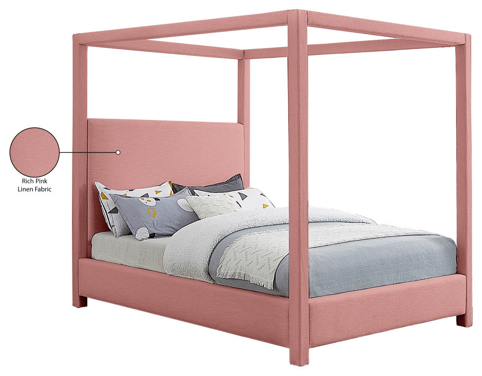 Emerson Upholstered Bed, Pink, Queen, Linen Textured Fabric
