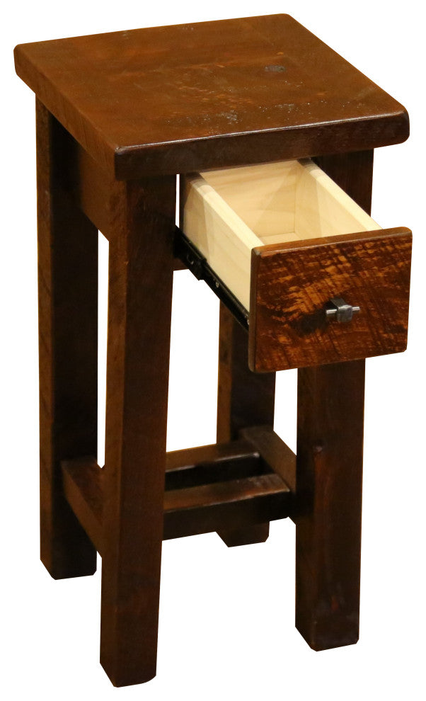 Barnwood Style Timber Peg Small Nightstand with Drawer, Michael's Cherry
