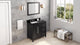 Cade Transitional 36" Black Left Offset Sink Vanity, Black Granite Vanity Top