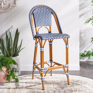 Safavieh California Bar Stool, Navy/White